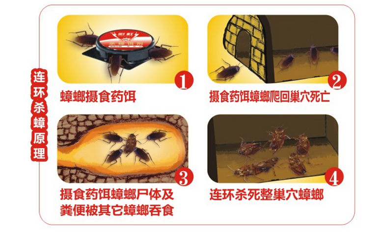 米兰MILAN(中国)杀蟑饵剂采用含诱蟑因子的杀蟑配方，特殊饵盒设计。饵剂固定在药剂内，仅留蟑螂通过的缝隙，可防止儿童或宠物触食。